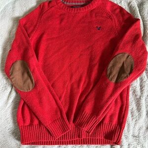 Vintage American Eagle Outfitters Red Sweater with Brown Elbow Patches